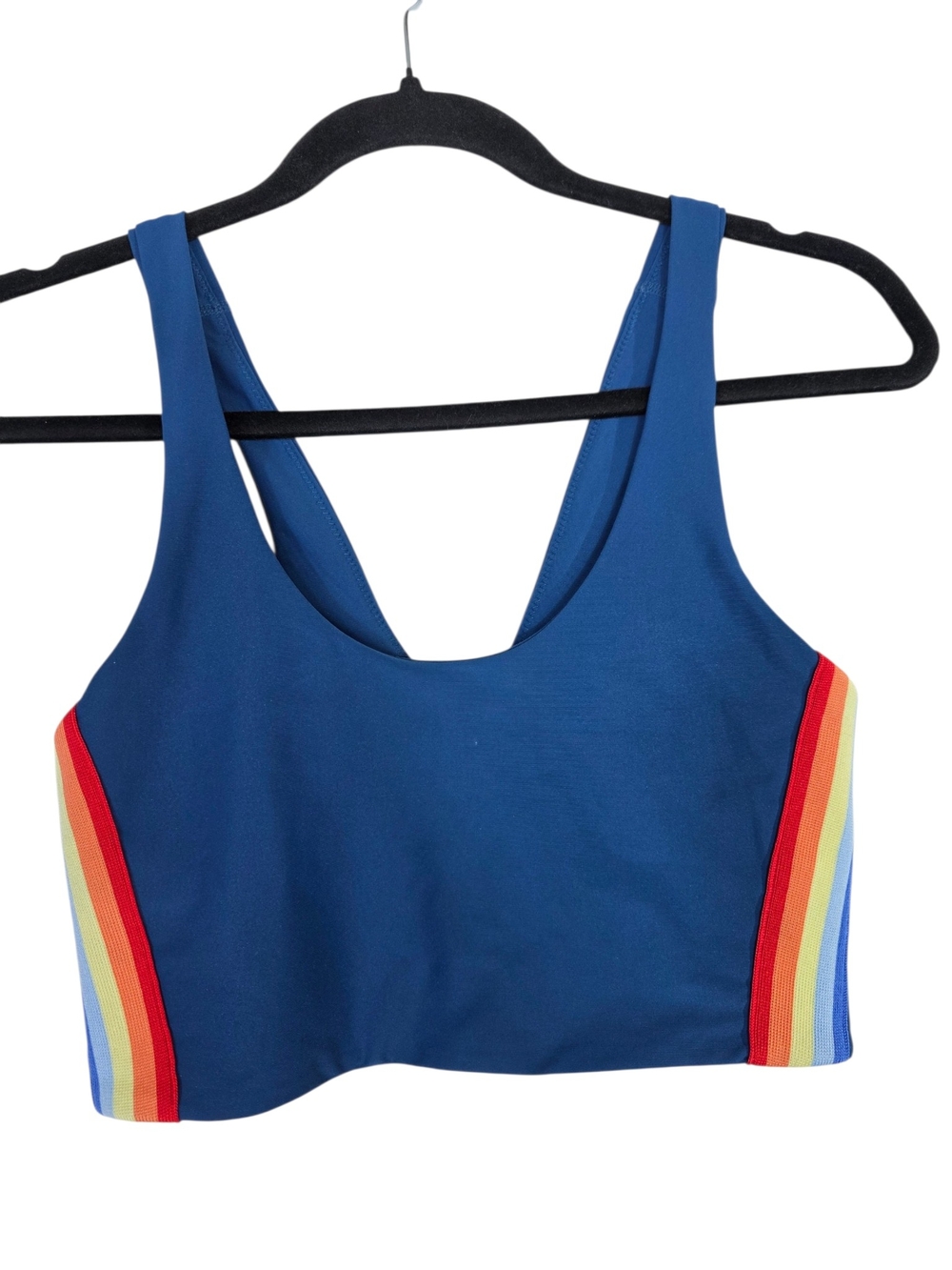 Spiritual Gangster Blue Sports/Yoga Bra with Rainbow Side Stripes